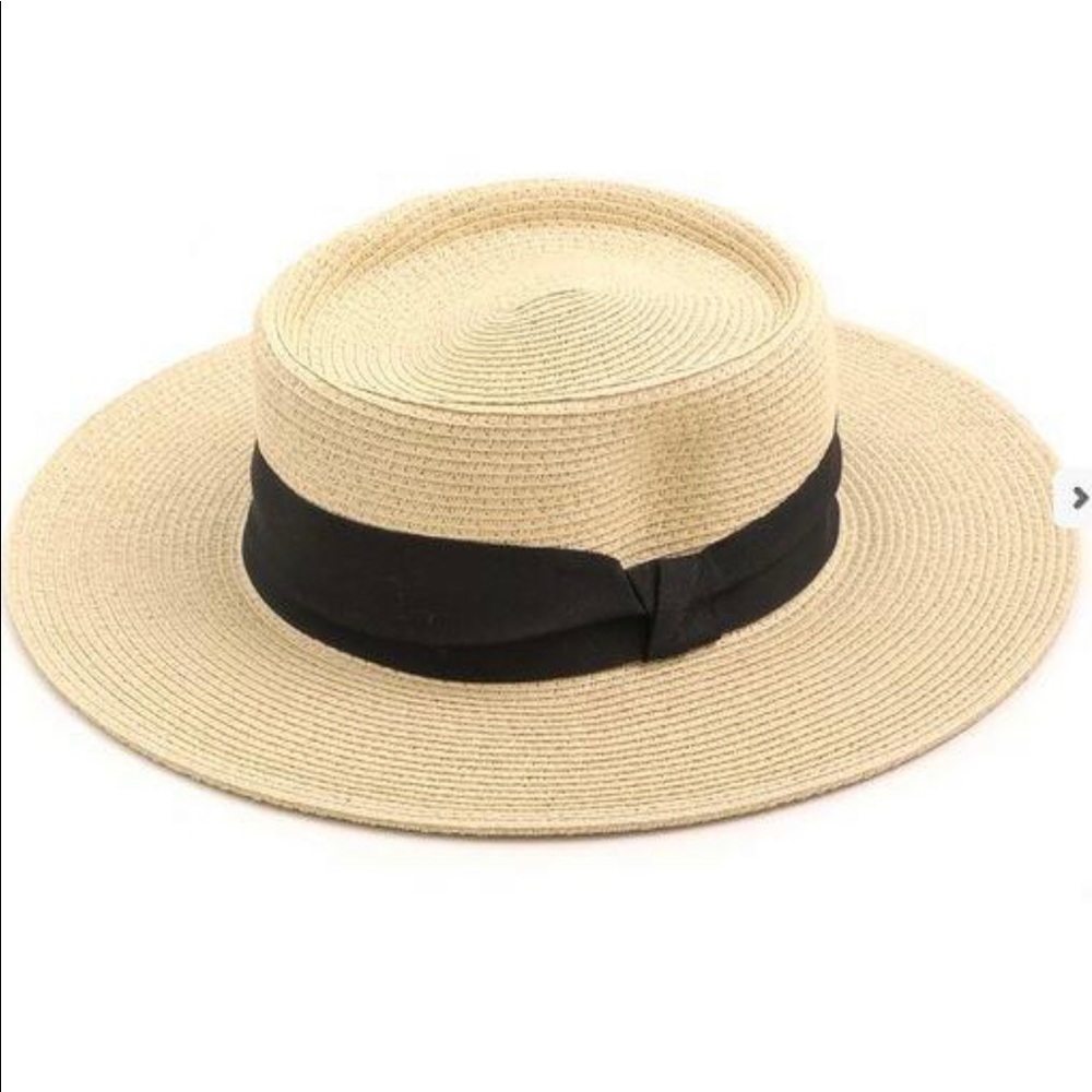 Adjustable Straw Hat with Ribbon.